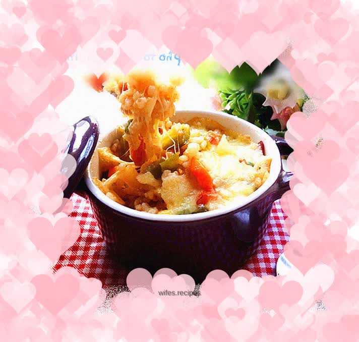 Baked Rice with Bacon and Mixed Vegetables