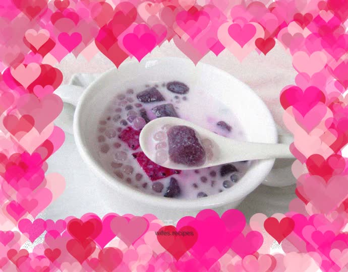 A cool summer~Purple sweet potato balls and sago