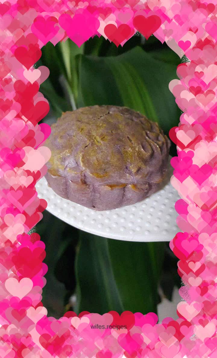 Purple potato, red bean and coconut mooncake