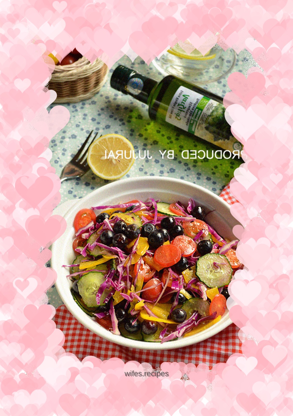 Olive oil fruit and vegetable salad