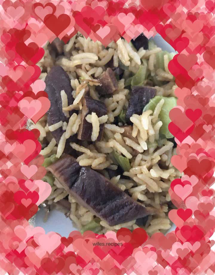 Dried fish and mushrooms with salted rice