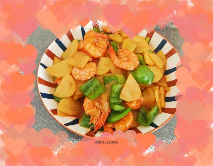 Stir-fried Potatoes, Prawns and Spicy
