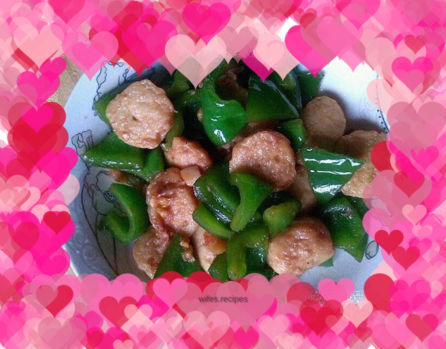 Fried fish balls with colorful peppers