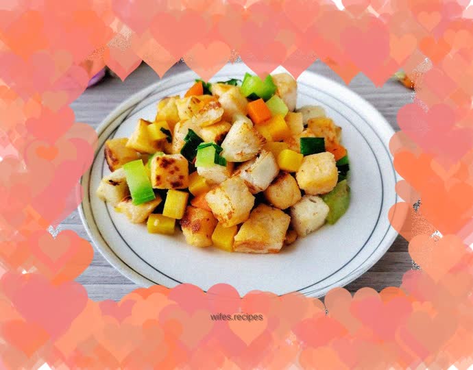 Stir-fried steamed buns with mustard greens and pumpkin