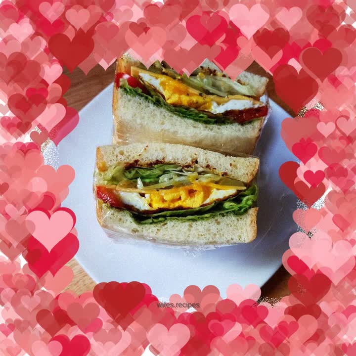 Pickled cucumber omelette sandwich