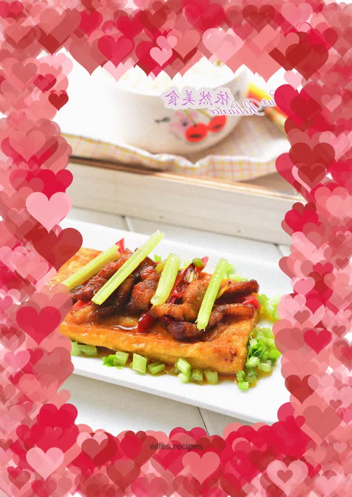 Full of color and flavor--roasted tofu with meat strips