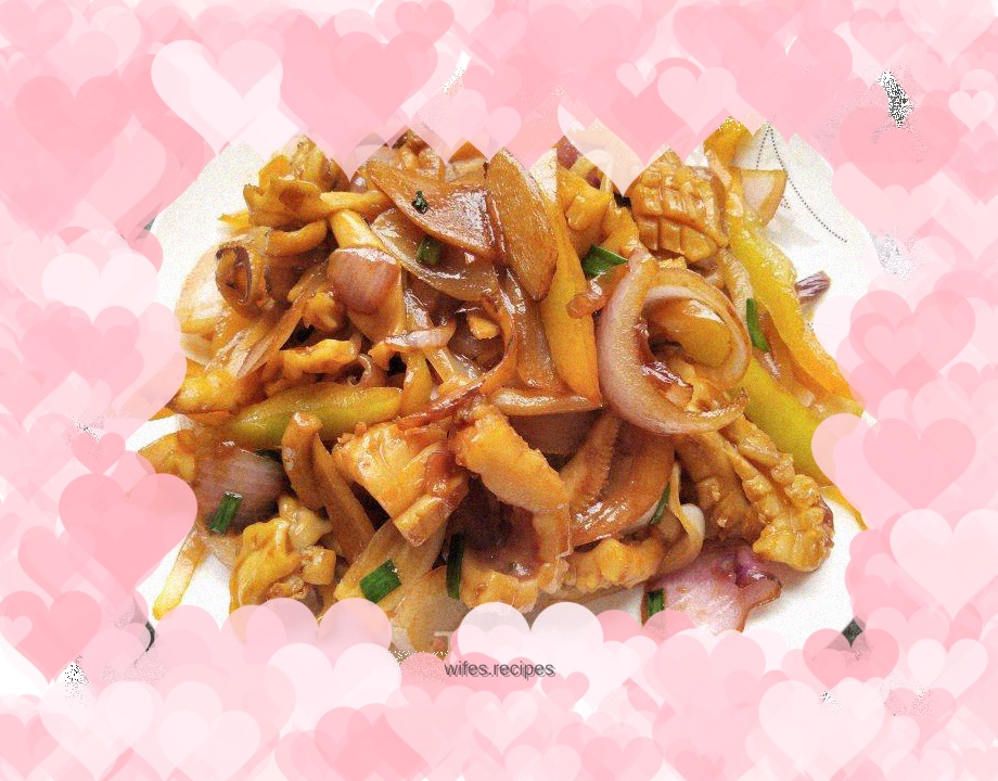 Fried dried cuttlefish with onions
