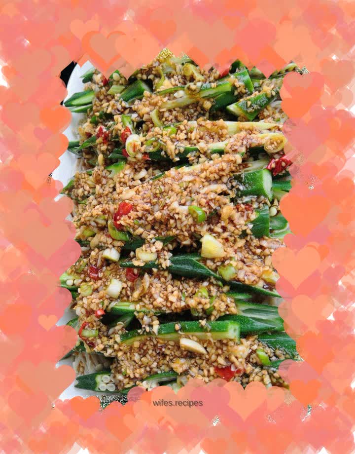 Steamed okra with garlic vermicelli