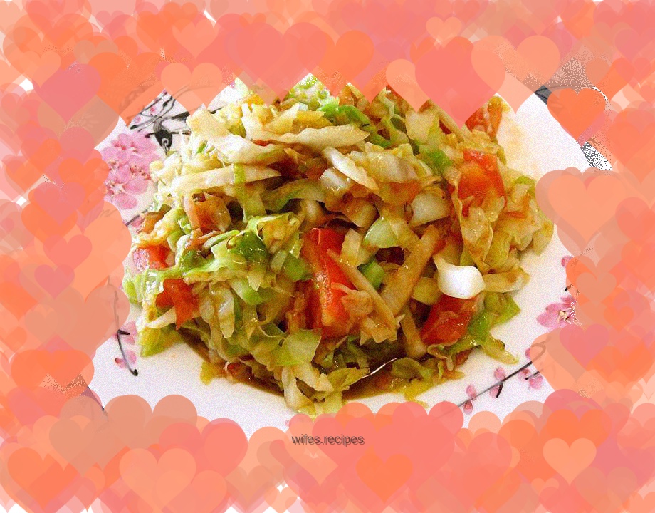 Sweet and sour is me--[Sauteed Cabbage and Tomatoes]