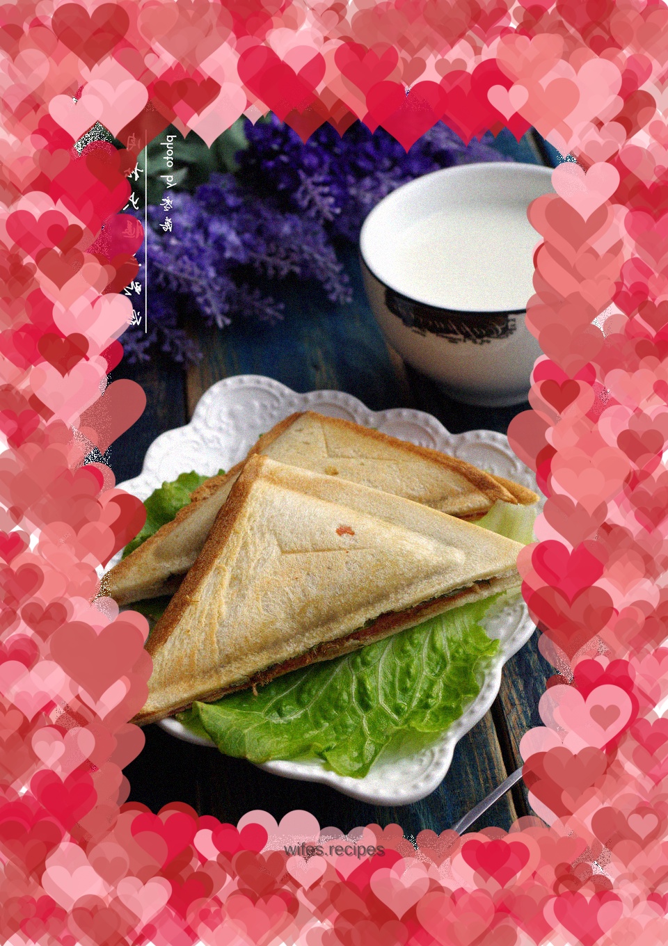 Meat floss and ham sandwich