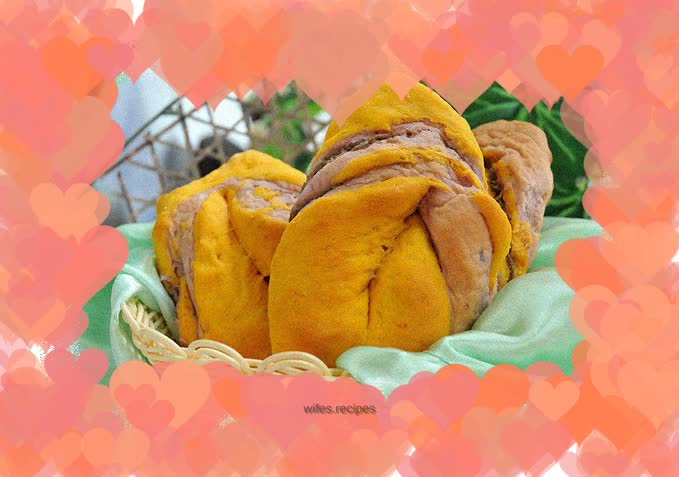 Pumpkin and Purple Potato Bean Paste Rolls