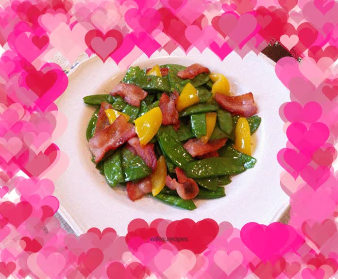 Quick dish - fried snow peas with bacon