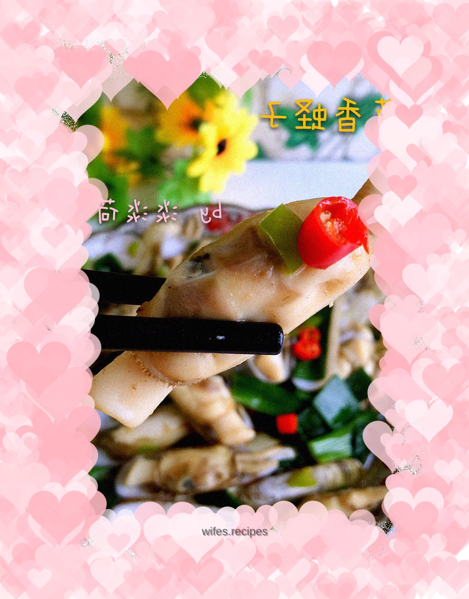 Onion-flavored razor clams