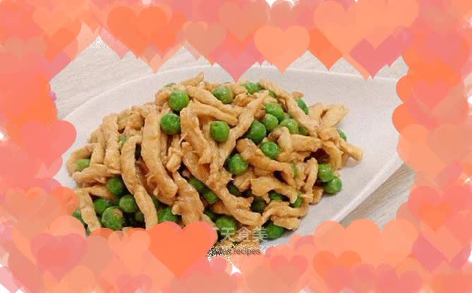 Stir-fried peas with shredded chicken