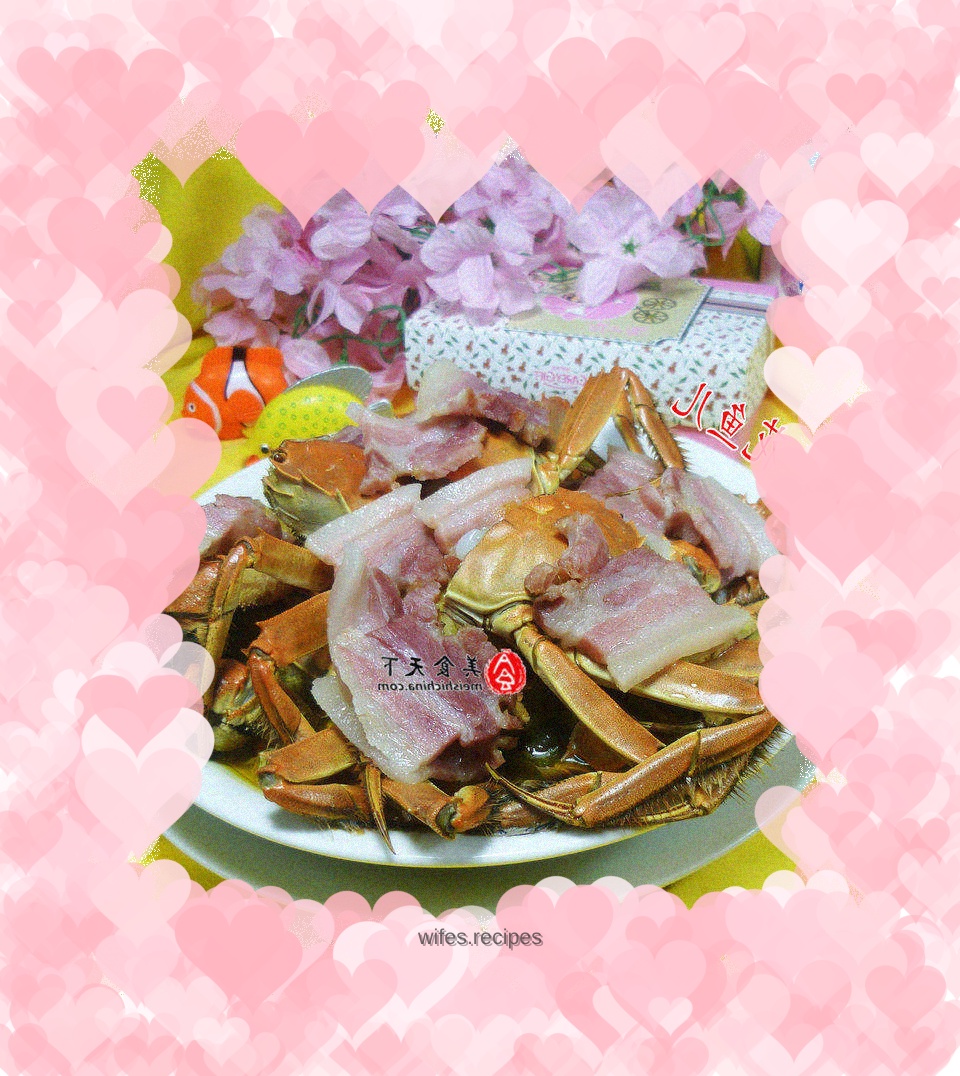 Steamed hairy crab with bacon