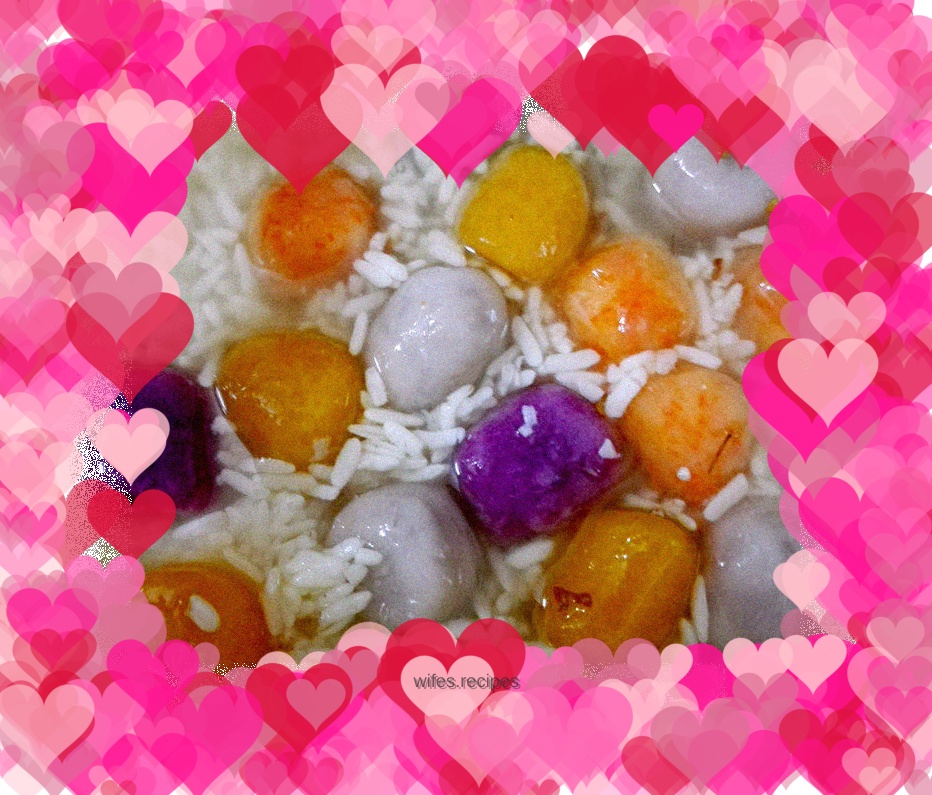 Homemade Q-shaped taro balls