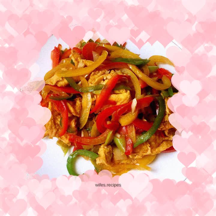 Fried bell peppers with eggs