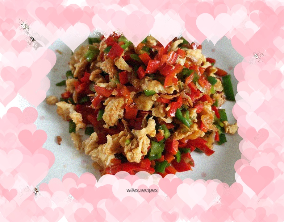 Stir-fried dried shrimps and chopped peppers