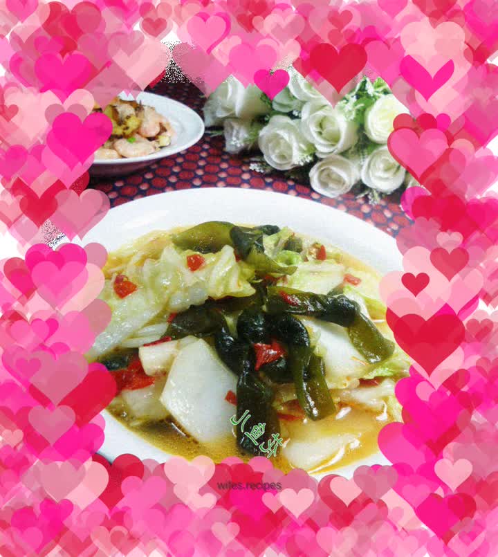 Stir-fried Chinese cabbage with kelp knots