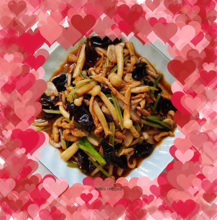 Stir-fried Shredded Pork with White Jade Mushroom