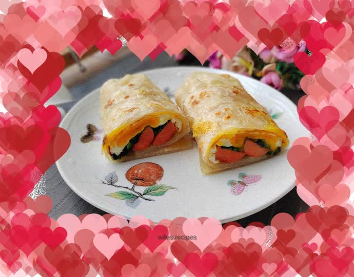 Omelette and Ham Sausage Burrito