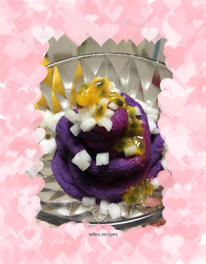 Passion fruit and purple sweet potato puree