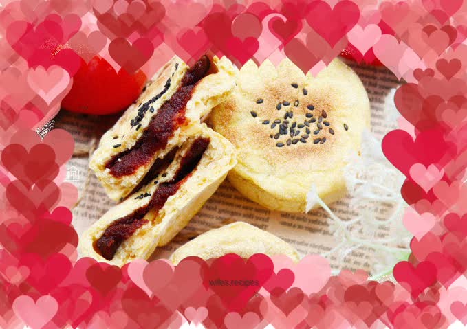 Persimmon bean paste cake