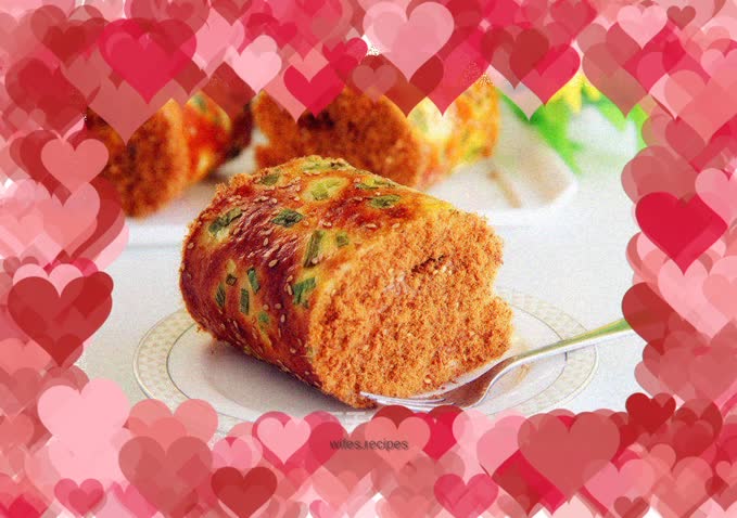 Chives and meat floss rolls