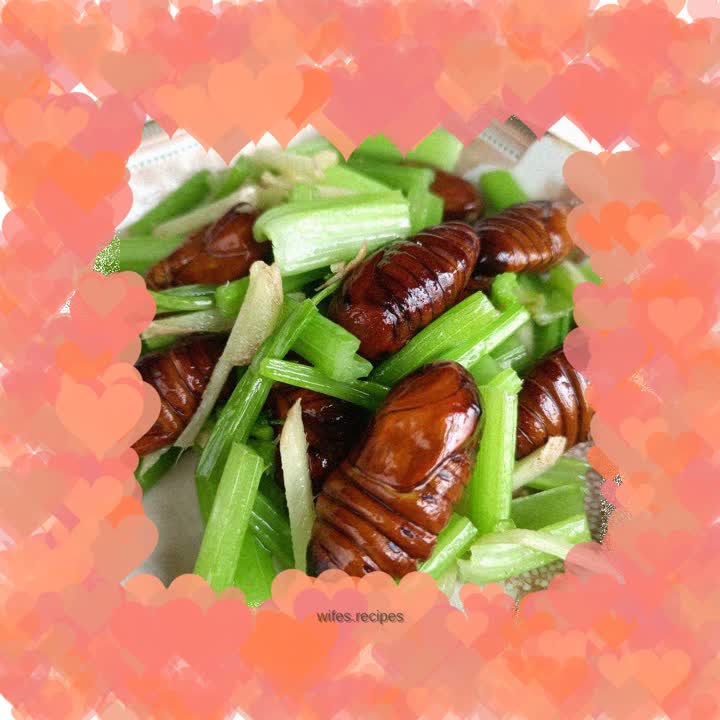 Stir-fried silkworm chrysalis with celery