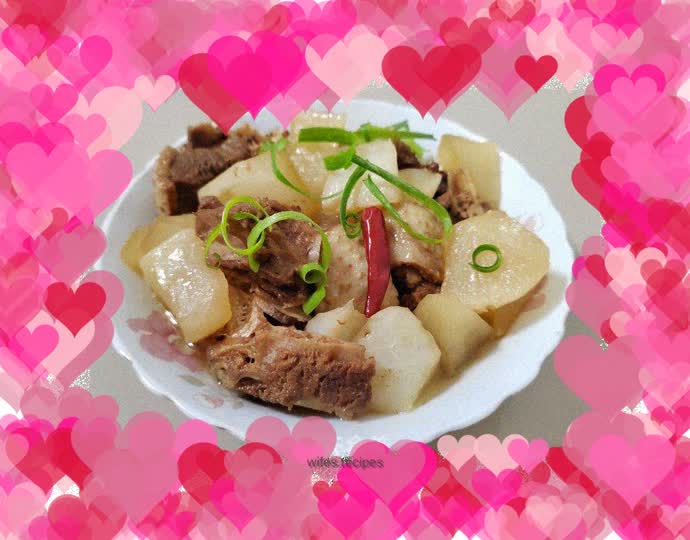 Braised duck meat with radish
