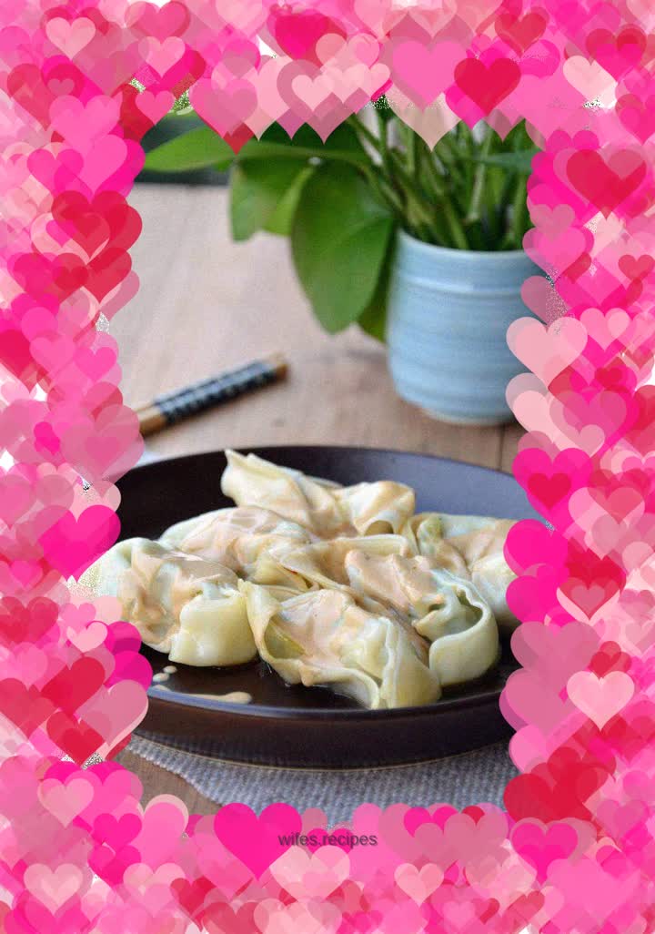Vegetable and meat cold wontons