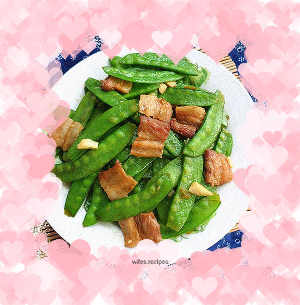 Stir-fried snow peas with pork belly
