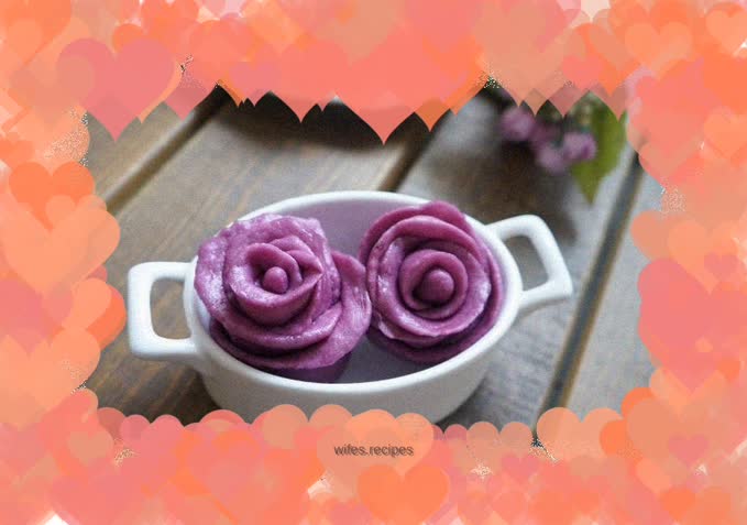 Purple Sweet Potato Rose Steamed Buns