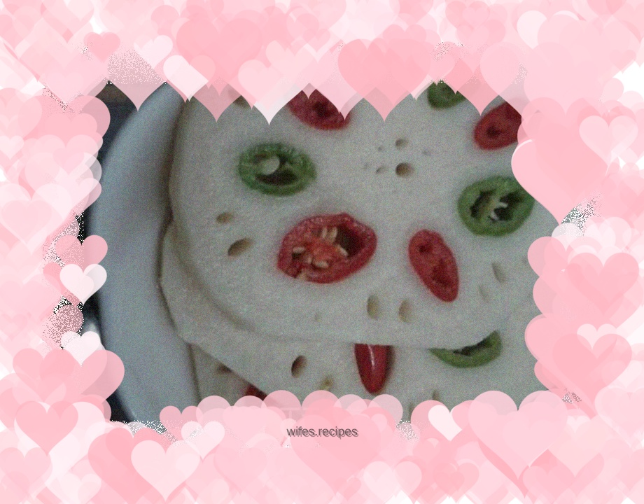 Colorful lotus root slices kimchi