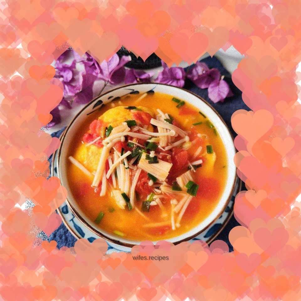 Tomato, Mushroom and Egg Dumpling Soup