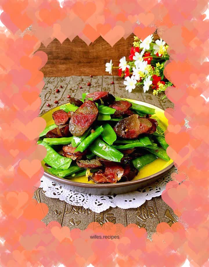 Fried Sausage with Snow Peas
