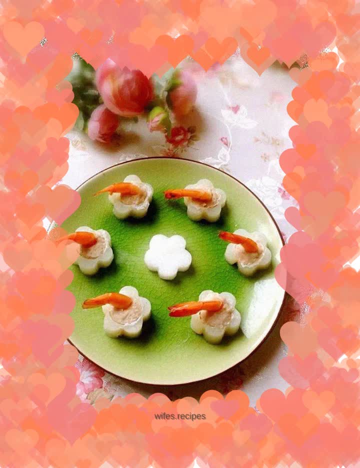 Fancy radish stuffed shrimp balls