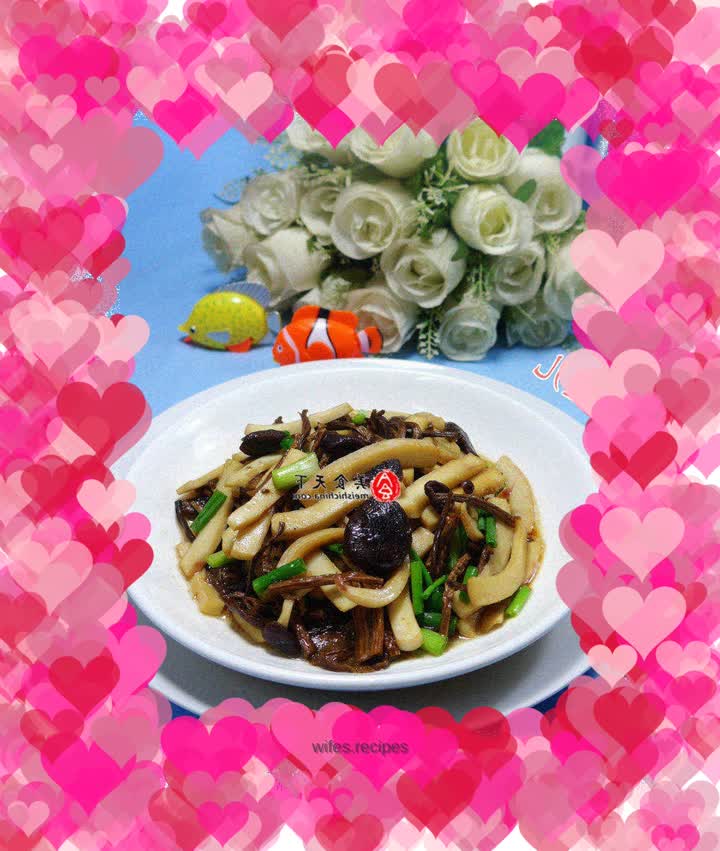 Fried cuttlefish with tea tree mushroom