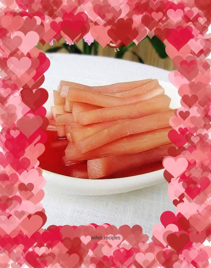 Amaranth juice radish strips