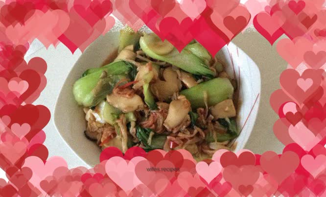 Stir-fried rapeseed with crab sticks