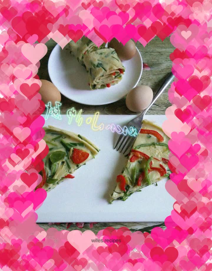 Double pepper, leek and egg pizza, rolled pizza