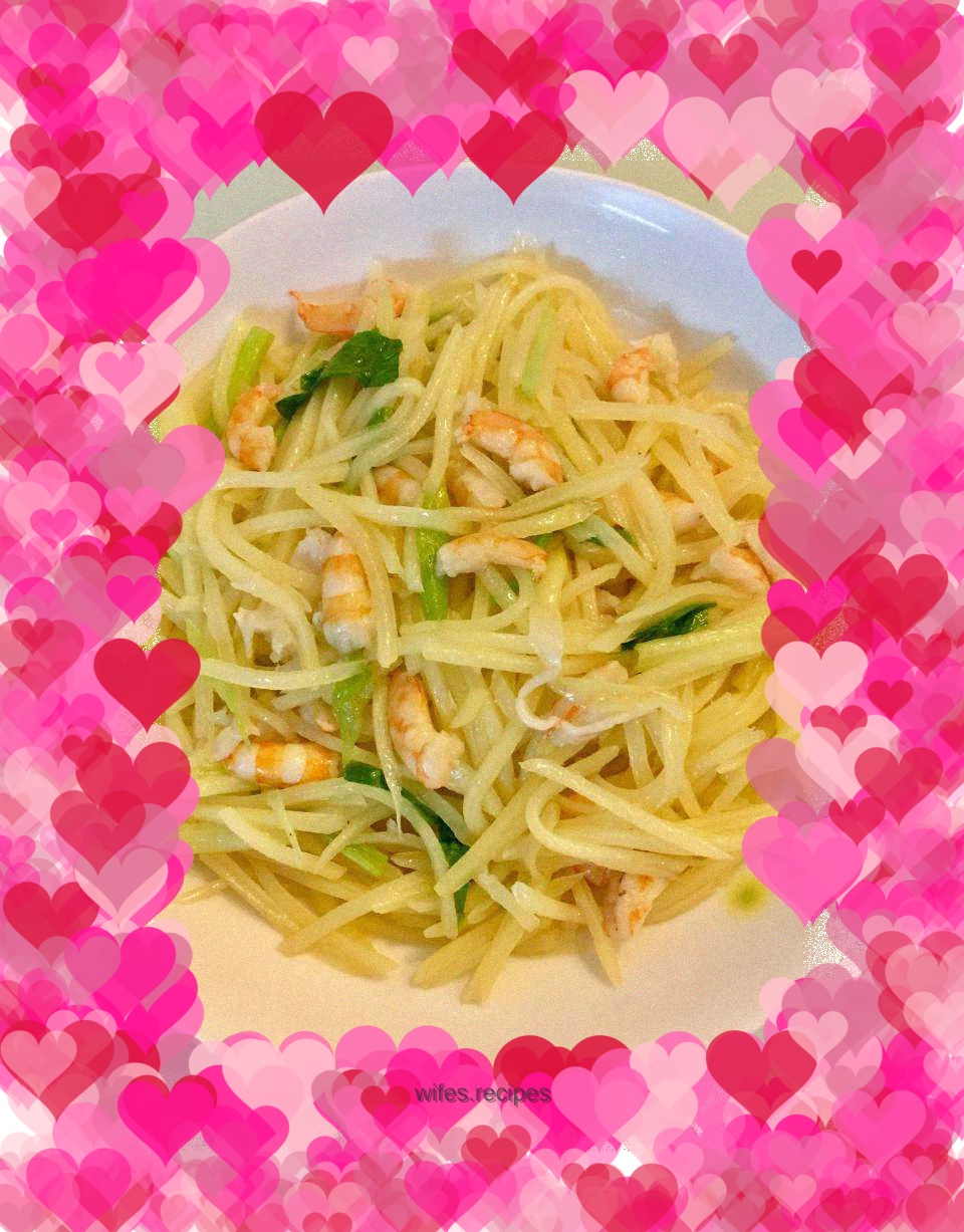 Fried Shrimp and Shredded Potatoes