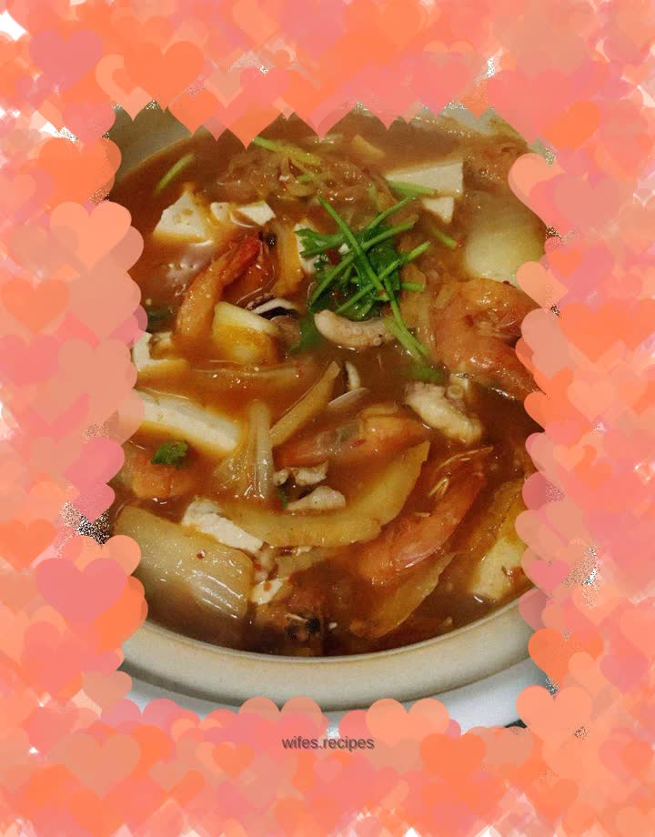 Seafood Kimchi Pot (Korean Spicy Cabbage Seafood Soup)