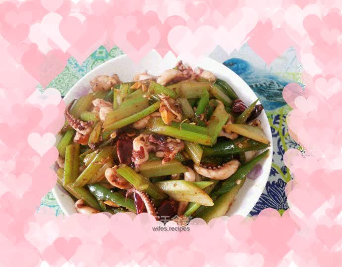 Grilled squid with celery and celery