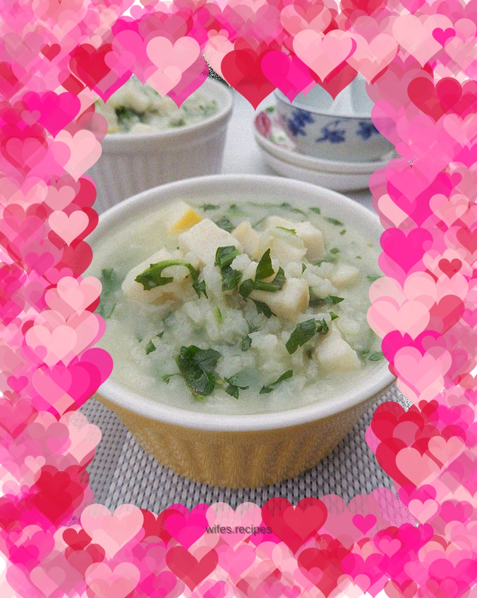 Fish cake and shepherd's purse porridge