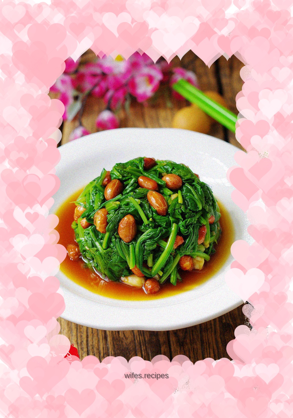 Spinach and peanut kernels