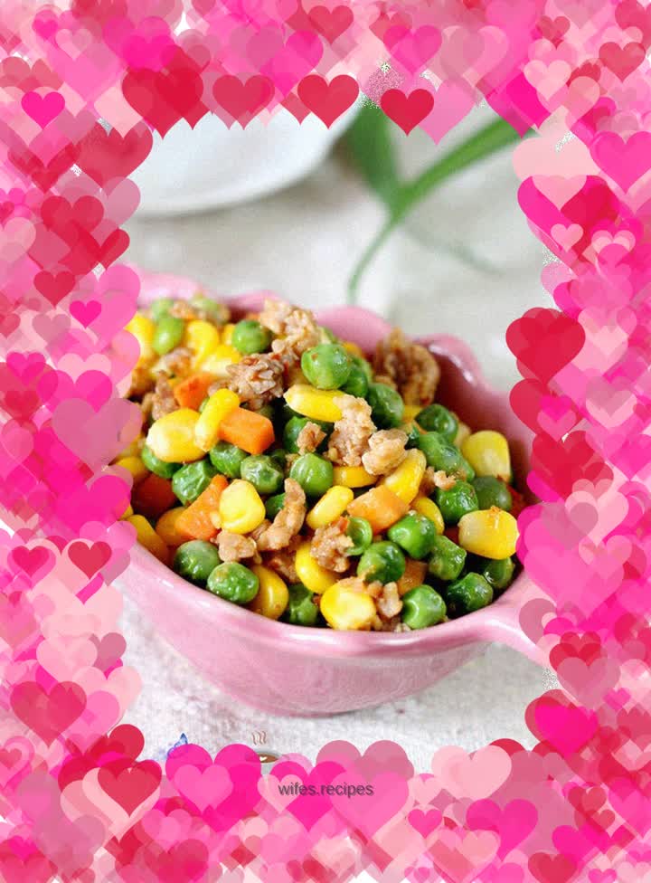 Fried peas with minced meat