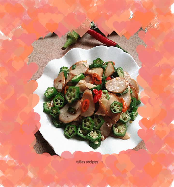 Stir-fried king oyster mushrooms with okra
