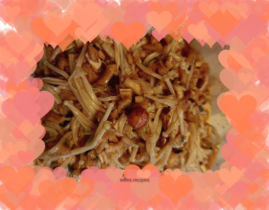 Dried radish mixed with enoki mushrooms