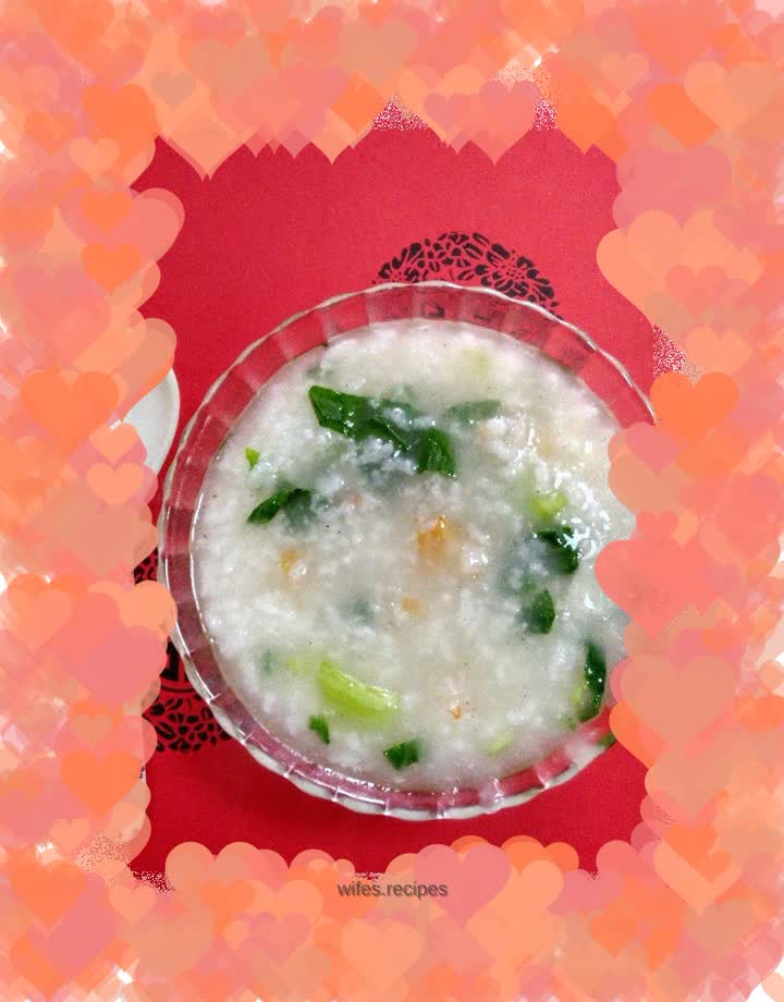 Yam, sea shrimp and vegetable porridge